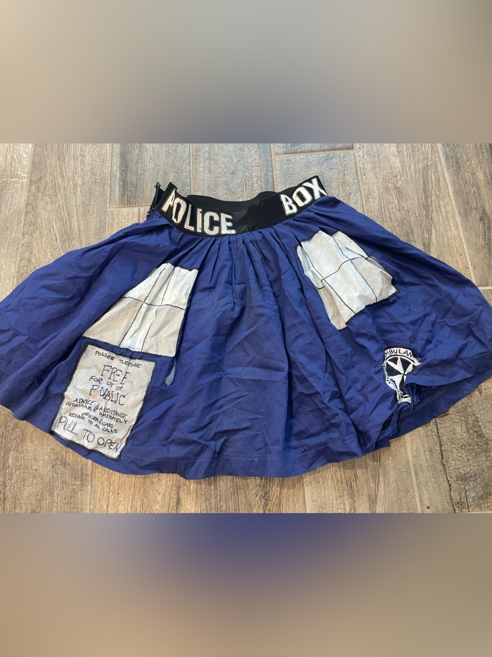 Doctor Who one clothing Navy Police Box A-Line Skirt handmade